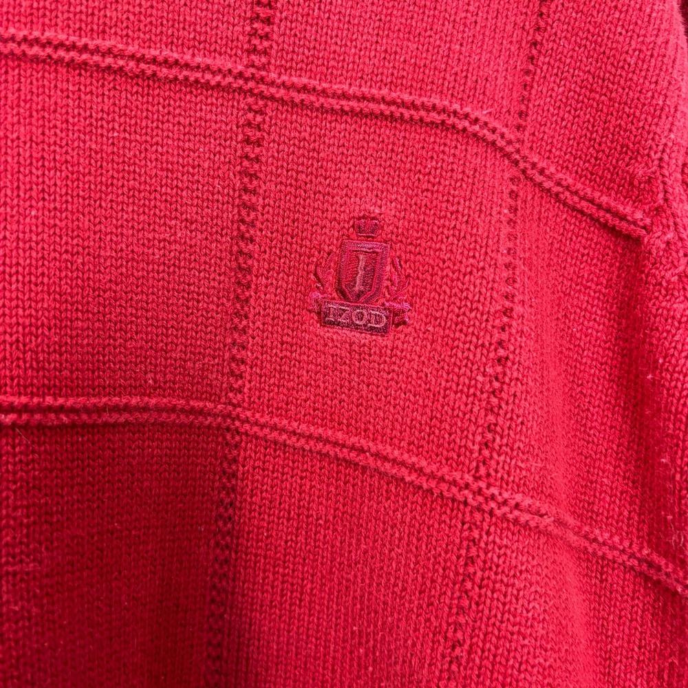 Vintage‎ IZOD Sweater Men's Medium Red Pattern Knit Pullover Box Pattern Casual - Picture 3 of 10